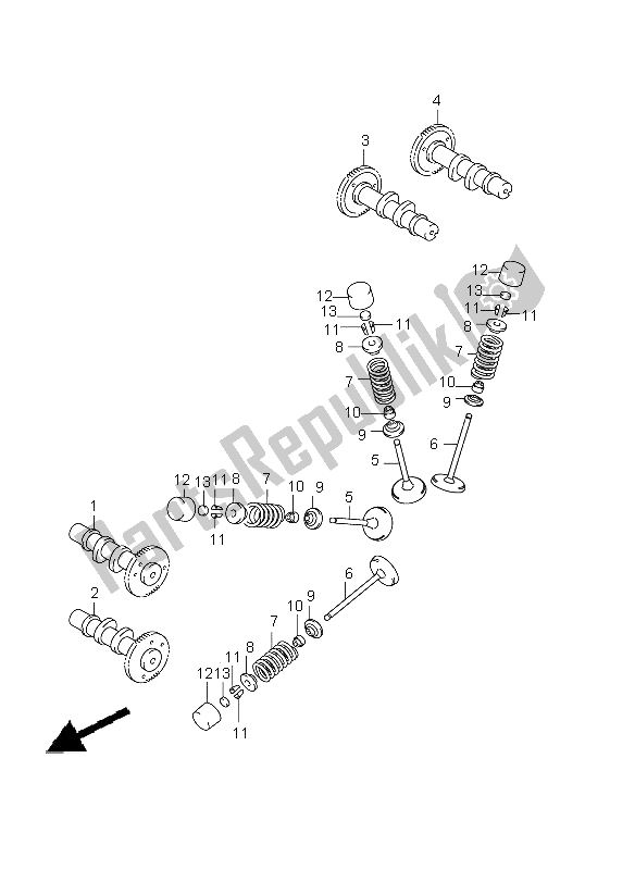 All parts for the Camshaft & Valve of the Suzuki DL 650A V Strom 2012