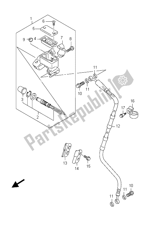 All parts for the Front Master Cylinder of the Suzuki RMX 450Z 2012