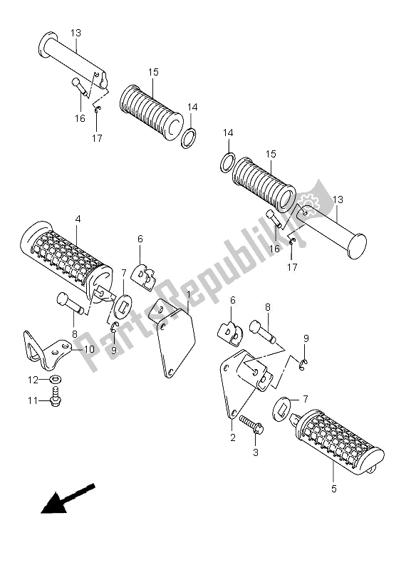 All parts for the Footrest of the Suzuki VL 250 Intruder 2007