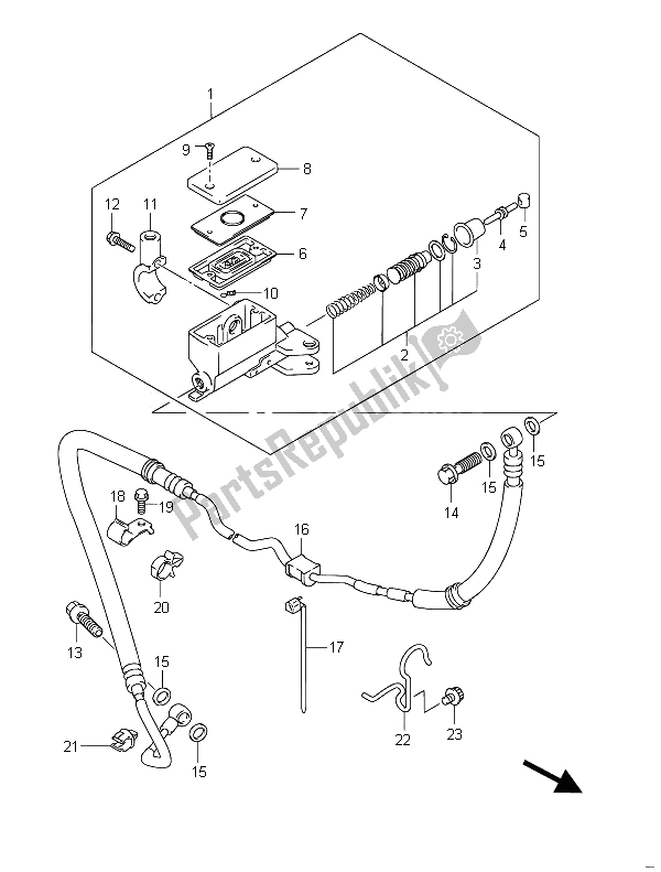 All parts for the Clutch Master Cylinder (gsf650) of the Suzuki GSF 650 Sasa Bandit 2011