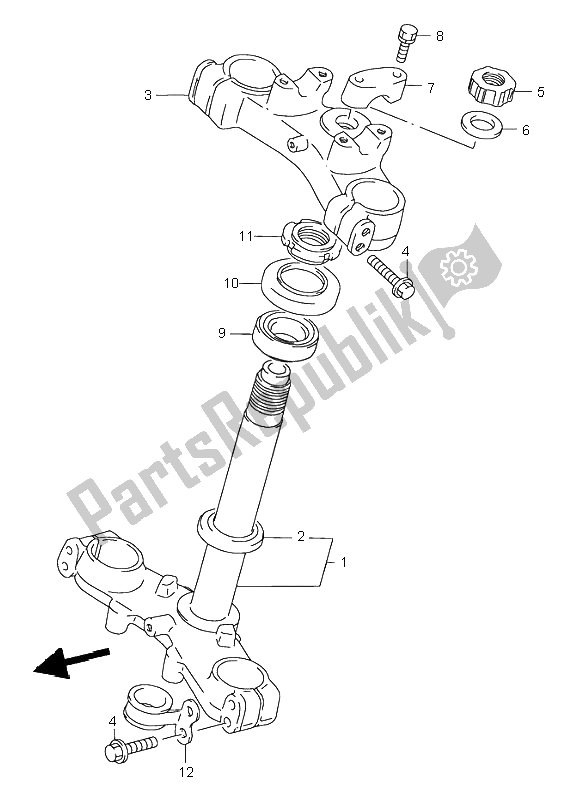 All parts for the Front Fork Bracket of the Suzuki RM 80 2001