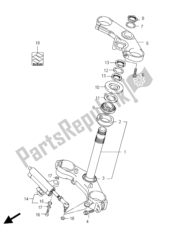 All parts for the Steering Stem of the Suzuki GSX R 750 2012