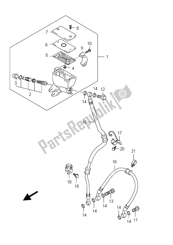 Tutte le parti per il Tubo Freno Anteriore del Suzuki GSX 1300R Hayabusa 2012