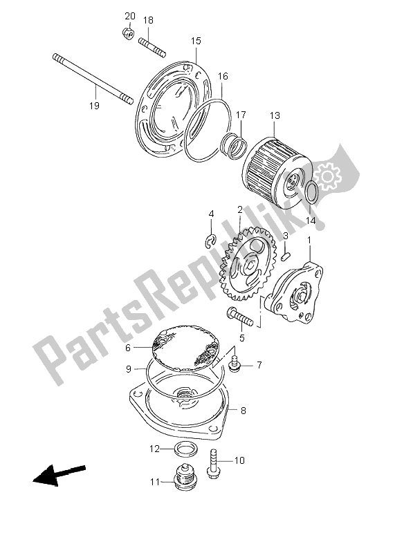 All parts for the Oil Pump of the Suzuki GN 125E 1996