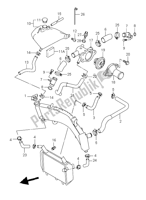 All parts for the Radiator Hose of the Suzuki TL 1000R 1999
