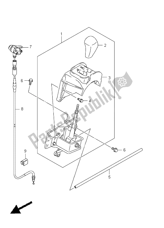 All parts for the Shift Lever of the Suzuki LT A 400Z Kingquad ASI 4X4 2012