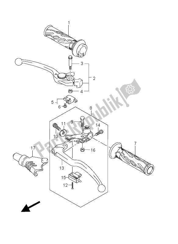 All parts for the Handle Lever of the Suzuki GSR 750A 2012