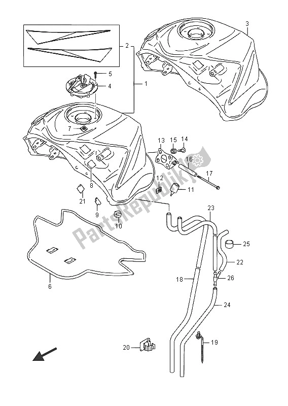 Tutte le parti per il Serbatoio Carburante (gsx-r1000) del Suzuki GSX R 1000A 2016