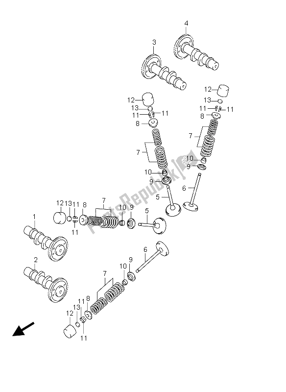 All parts for the Camshaft & Valve of the Suzuki DL 650 V Strom 2006