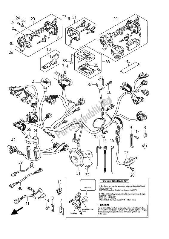 All parts for the Wiring Harness (an400-z) of the Suzuki Burgman AN 400Z 2008