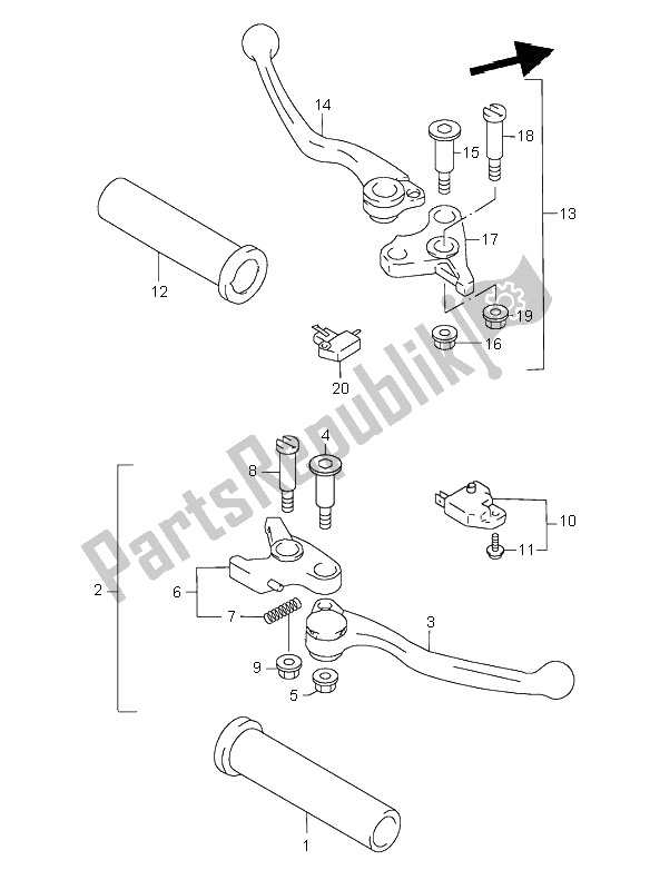 Todas las partes para Palanca De La Manija de Suzuki VL 1500 Intruder LC 2002