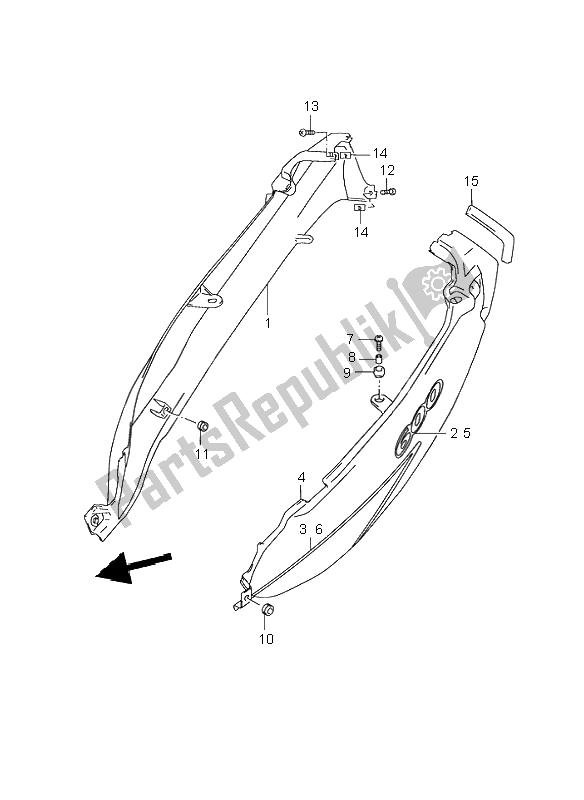 All parts for the Frame Cover of the Suzuki GSX 600F 2001