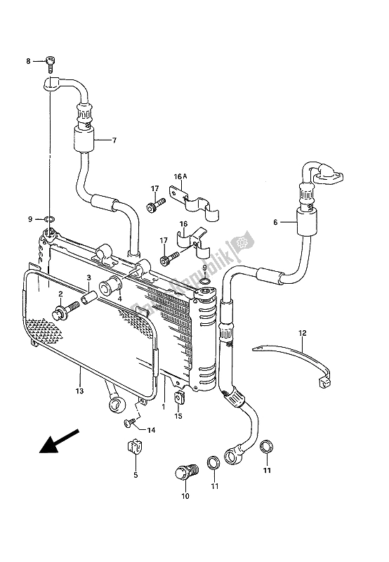 Tutte le parti per il Radiatore Dell'olio del Suzuki GSX 1100G 1991