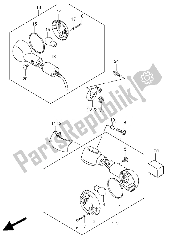 Tutte le parti per il Indicatore Di Direzione del Suzuki VL 250 Intruder 2007