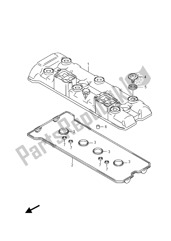All parts for the Cylinder Head Cover of the Suzuki GSX R 1000A 2015