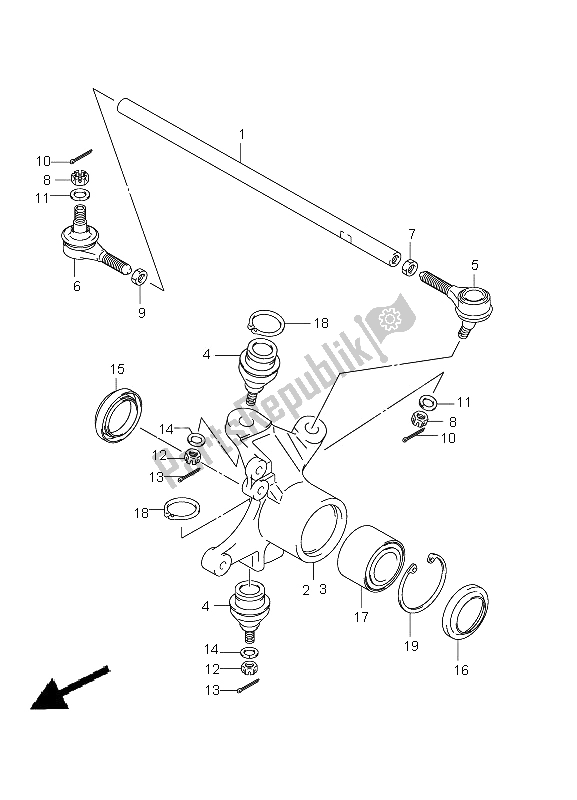 All parts for the Steering Knuckle of the Suzuki LT A 750 XPZ Kingquad AXI 4X4 2012