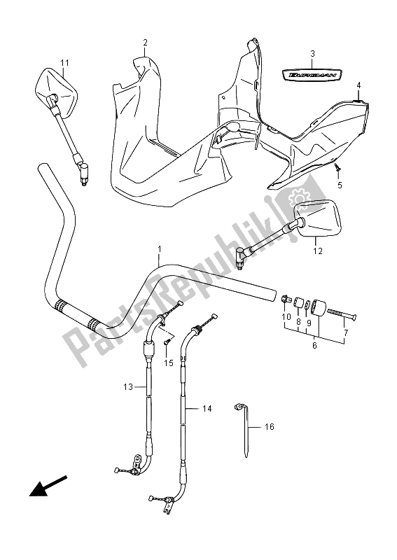 All parts for the Handlebar (an400za E19) of the Suzuki Burgman AN 400 AZA 2015