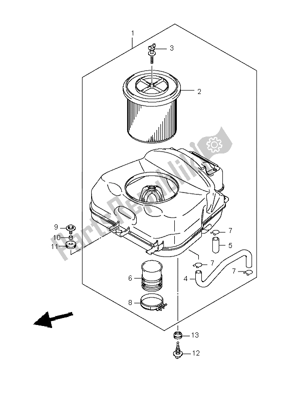 All parts for the Air Cleaner of the Suzuki LT A 700X Kingquad 4X4 2006