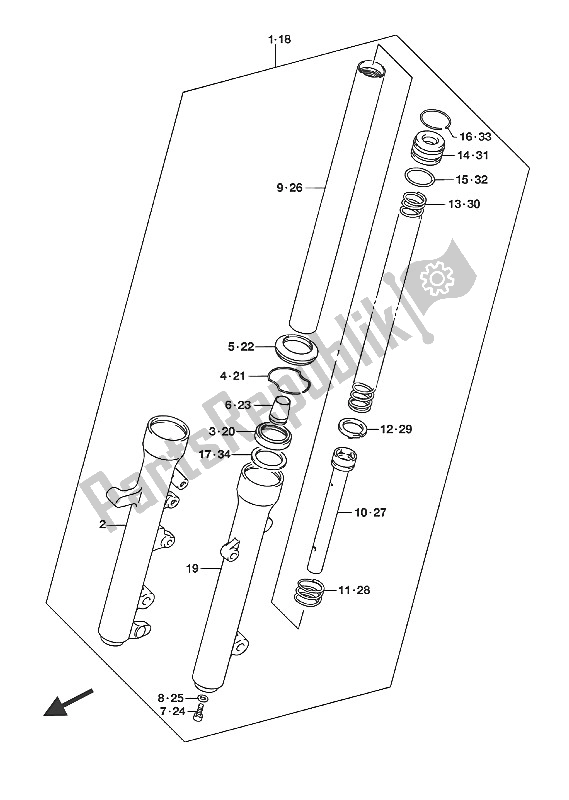 All parts for the Front Fork Damper (uh125 P02) of the Suzuki UH 125A Burgman 2016