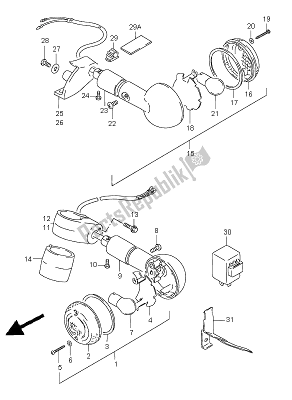 All parts for the Turn Signal Lamp of the Suzuki LS 650 Savage 2002