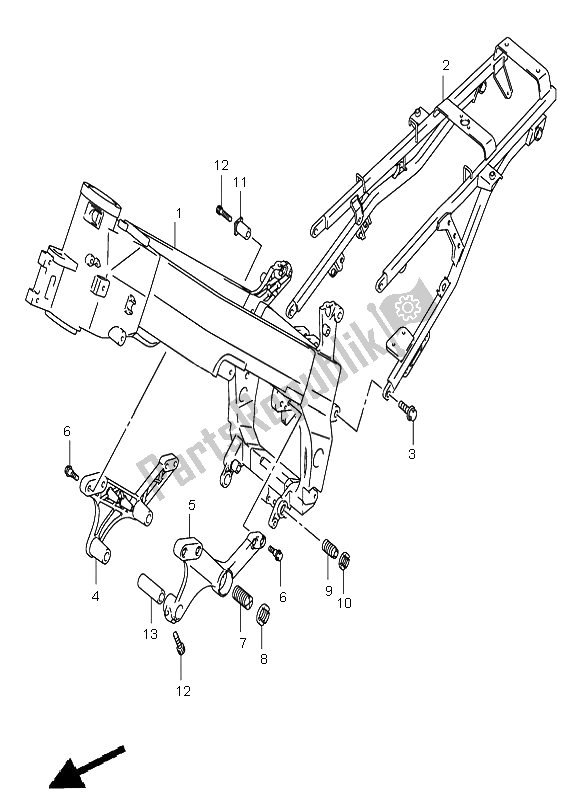 All parts for the Frame of the Suzuki DL 1000 V Strom 2005