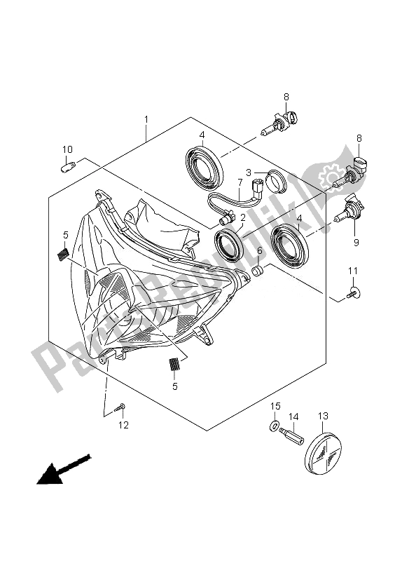 All parts for the Headlamp of the Suzuki GSX R 600 2010