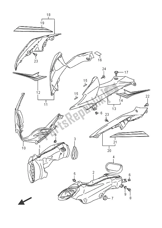 All parts for the Air Intake Pipe (ajp-jsp) of the Suzuki GSX R 1000A 2016