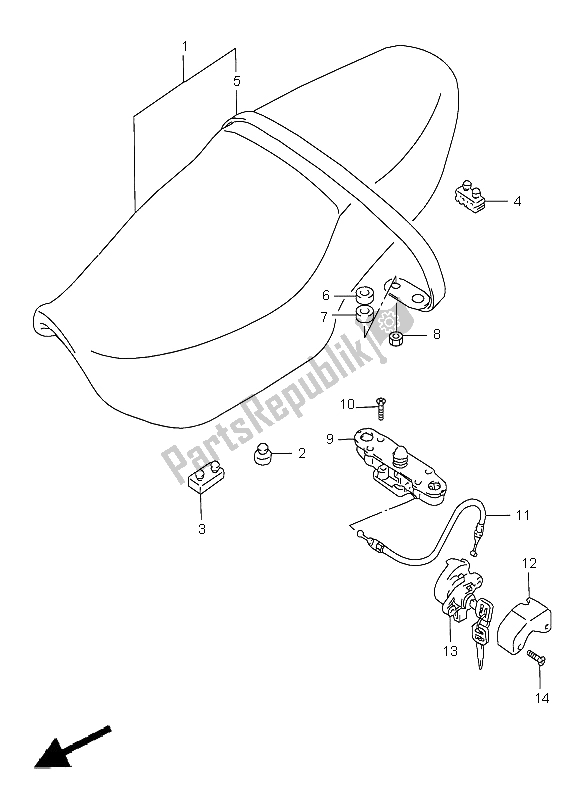 All parts for the Seat of the Suzuki GSF 1200 Nssa Bandit 1998