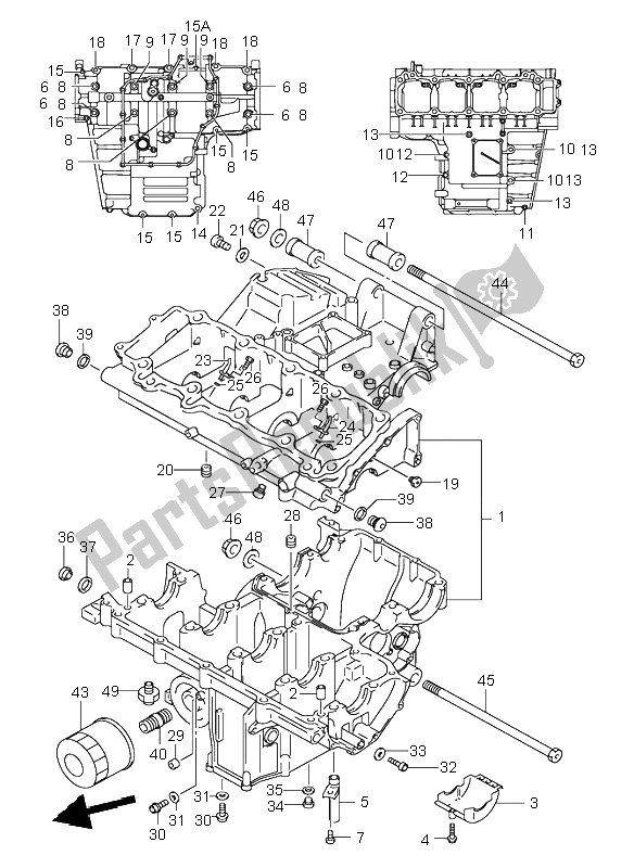 Todas las partes para Caja Del Cigüeñal de Suzuki GSX 1300R Hayabusa 1999