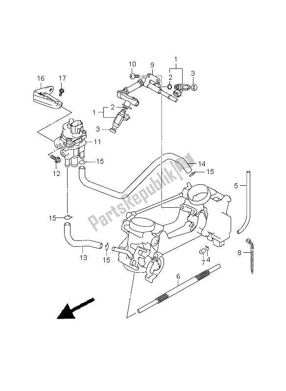 All parts for the Throttle Body Fitting of the Suzuki SV 650 Nsnasa 2008