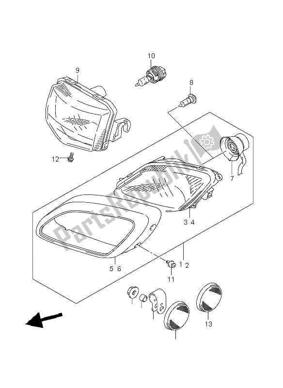 All parts for the Headlamp of the Suzuki LT A 500F Vinson 4X4 2006