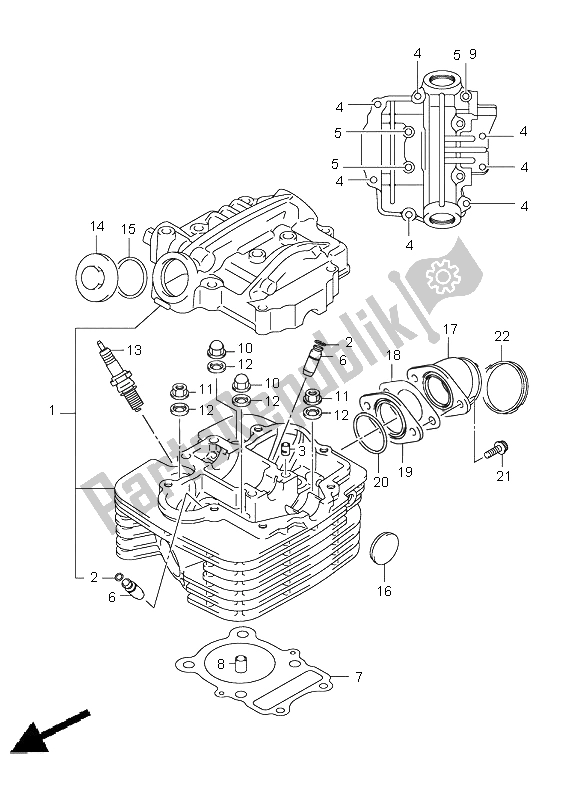 All parts for the Cylinder Head of the Suzuki LT Z 250 Quadsport 2009