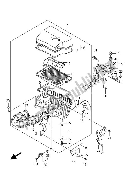 Todas las partes para Filtro De Aire de Suzuki Burgman AN 400 AZA 2011