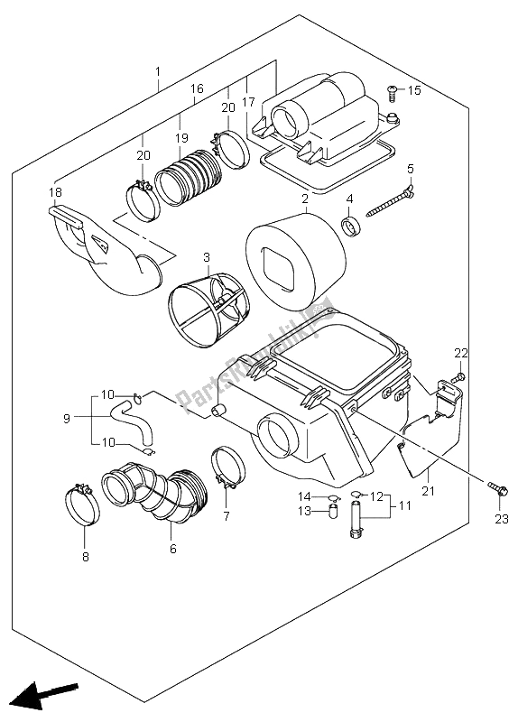 Alle onderdelen voor de Luchtfilter van de Suzuki LT A 500F Quadmaster 2001