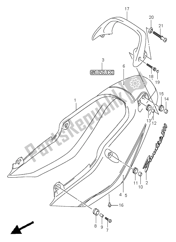 Wszystkie części do Pokrywa Tylna Siedzenia (gsf1200z) Suzuki GSF 1200 Nszsz Bandit 2005