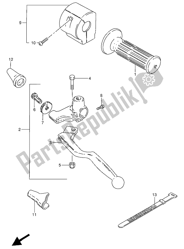 All parts for the Handle Switch of the Suzuki GN 250 1994