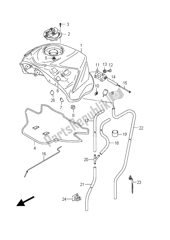 Tutte le parti per il Serbatoio Carburante (gsx-r1000 E24) del Suzuki GSX R 1000 2011