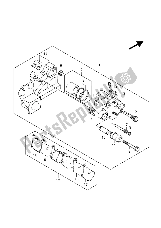 All parts for the Rear Caliper (gsf650) of the Suzuki GSF 650 Sasa Bandit 2012