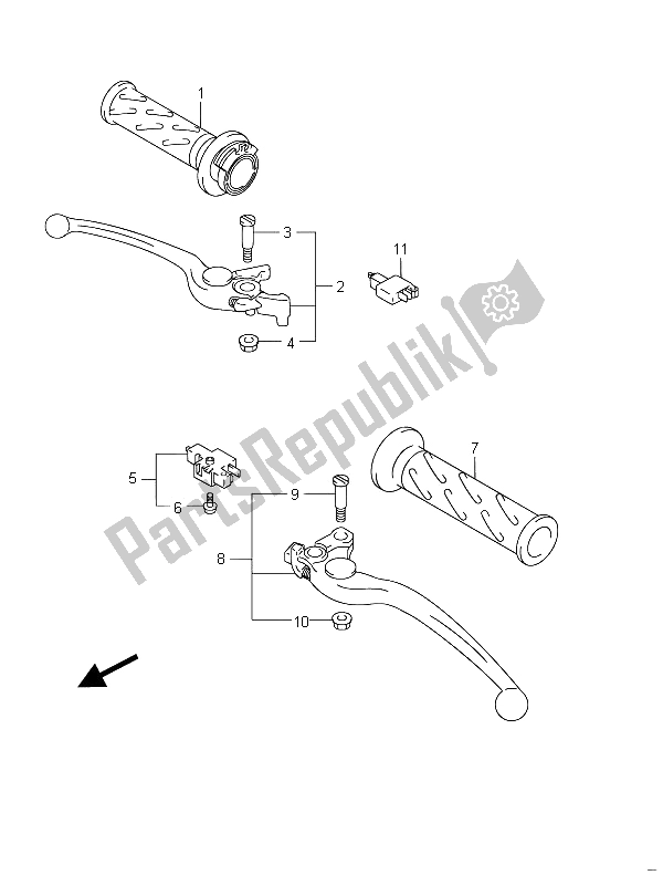 All parts for the Handle Lever (gsf650) of the Suzuki GSF 650 Sasa Bandit 2011