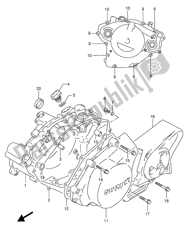 All parts for the Crankcase Cover of the Suzuki RG 125 FU 1994