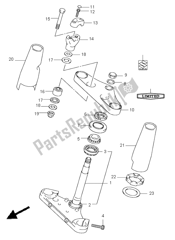 All parts for the Steering Stem of the Suzuki VL 800 Volusia 2002