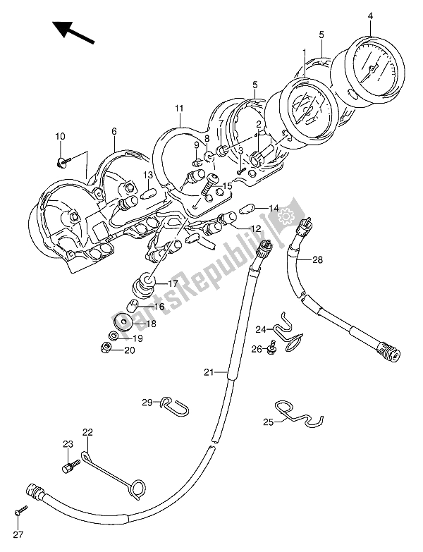 Todas as partes de Velocímetro E Tacômetro do Suzuki GS 500 EU 1990