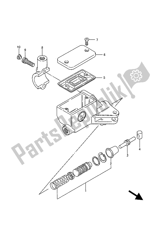 All parts for the Clutch Master Cylinder of the Suzuki VS 750 Glfp Intruder 1986