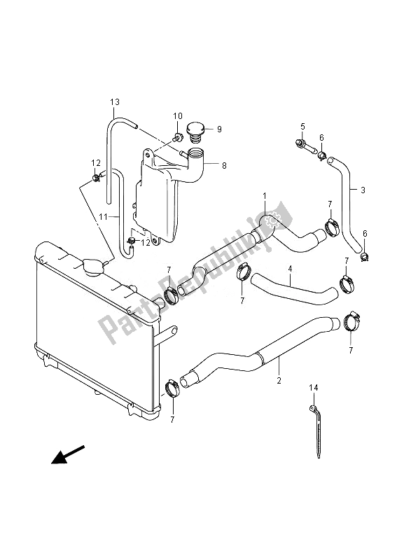 All parts for the Radiator Hose of the Suzuki LT A 750 XZ Kingquad AXI 4X4 2014