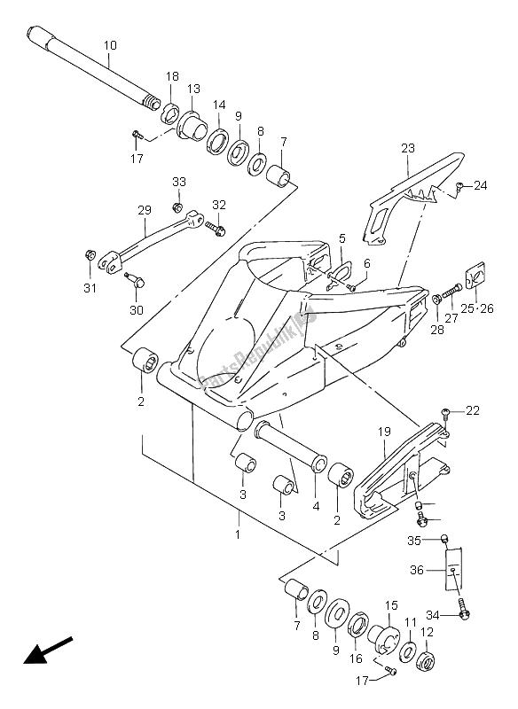 Toutes les pièces pour le Bras Oscillant Arrière du Suzuki GSX R 750 1999