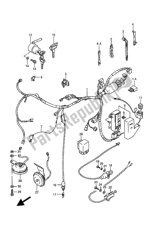 All parts for the Wiring Harness of the Suzuki VS 750 Glfpefep Intruder 1987