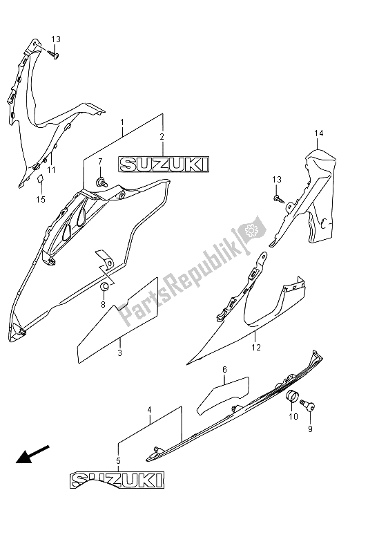 Alle onderdelen voor de Onder Motorkap van de Suzuki GSX R 1000 2015