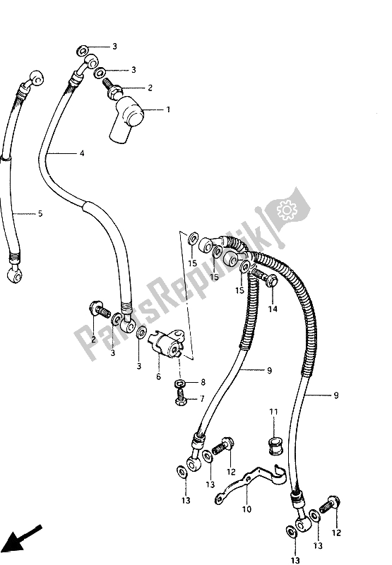 Tutte le parti per il Tubo Freno Anteriore del Suzuki GS 1100G 1985