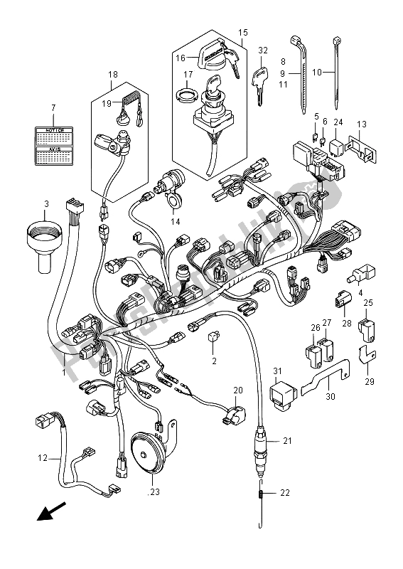 Todas as partes de Chicote De Fiação do Suzuki LT A 750 XZ Kingquad AXI 4X4 2015