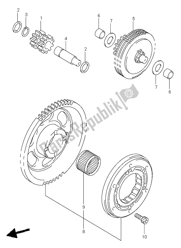 All parts for the Starter Clutch (dr-z400e) of the Suzuki DR Z 400E 2003